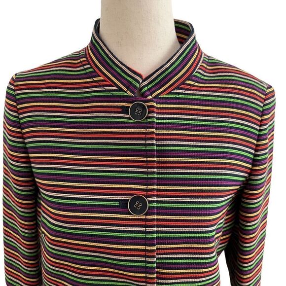 Talbots Rainbow Striped Mandarin Collar Jacket 6P - Picture 2 of 6